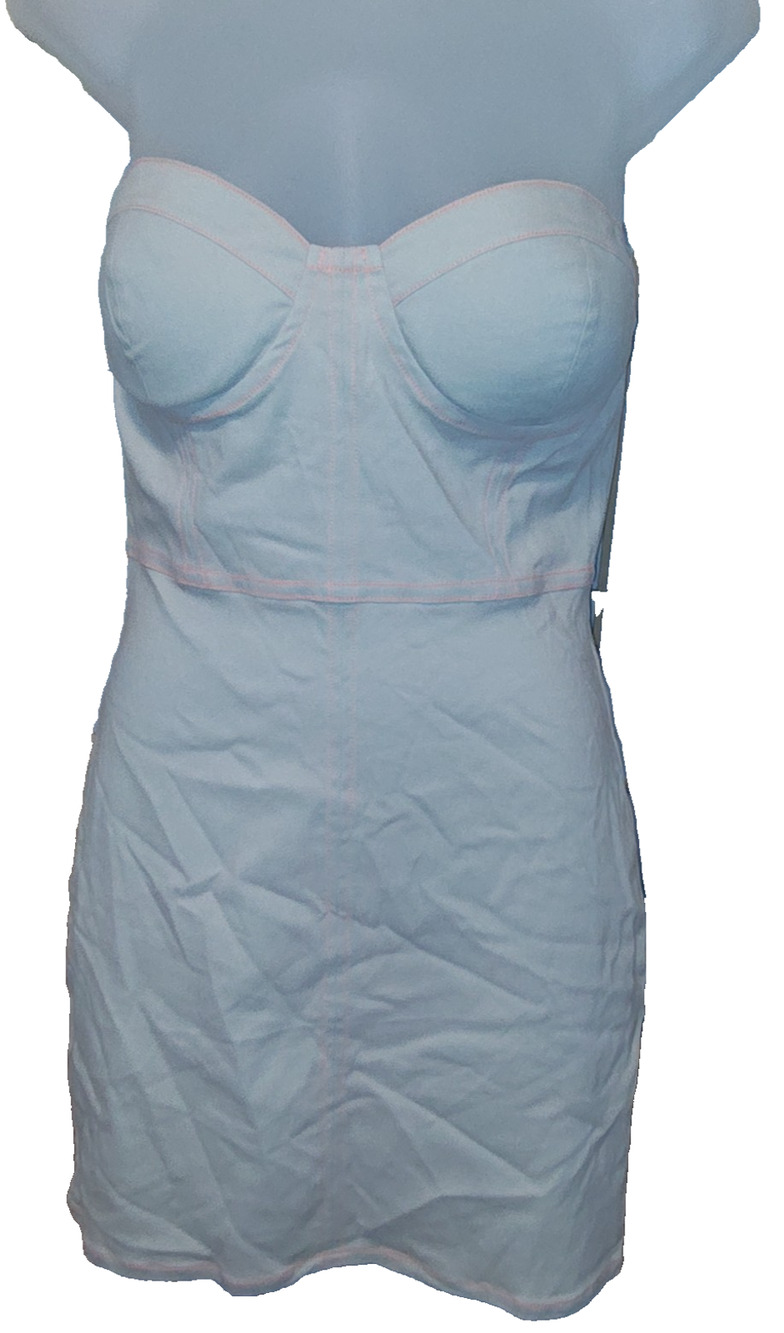 Lashes Women’s White Pink Stitch Detail Slip Dress Size Small BG25